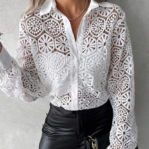 Tops - Long Sleeve Lace Shirt